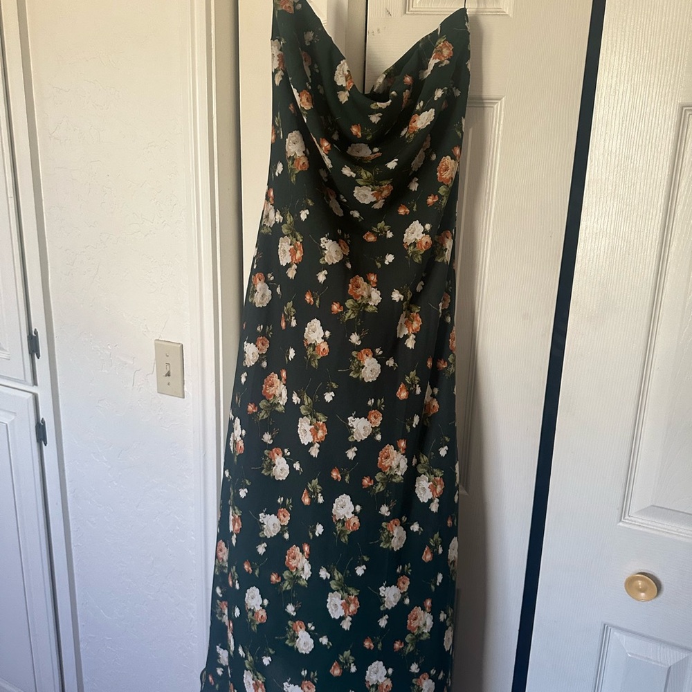 Strapless Floral Women's Dress in Black